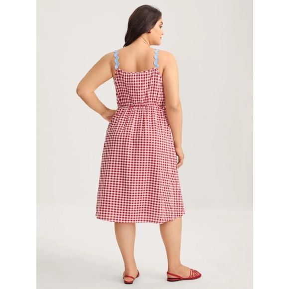 Bloomchic Red Gingham Dress with Blue Trim Size 1X (14-16) NWT - Picture 2 of 9